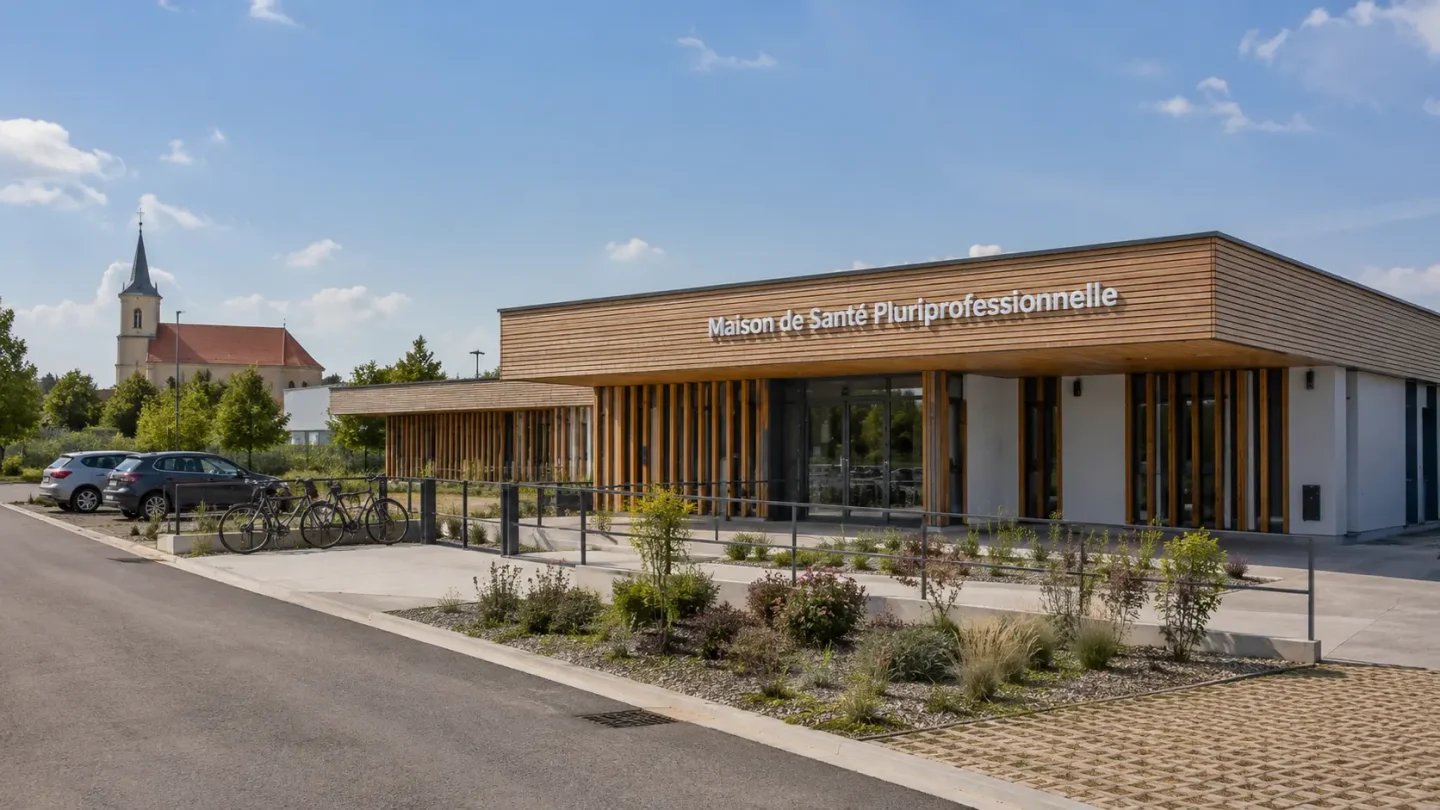 Maison de Santé Pluriprofessionnelle dans une commune du Grand Est, illustrant l’accès aux soins de proximité.